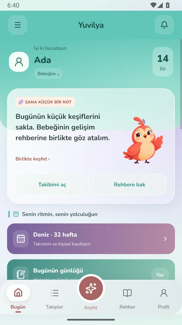 Yuvilya ana ekranı, örnek kayıtlarla